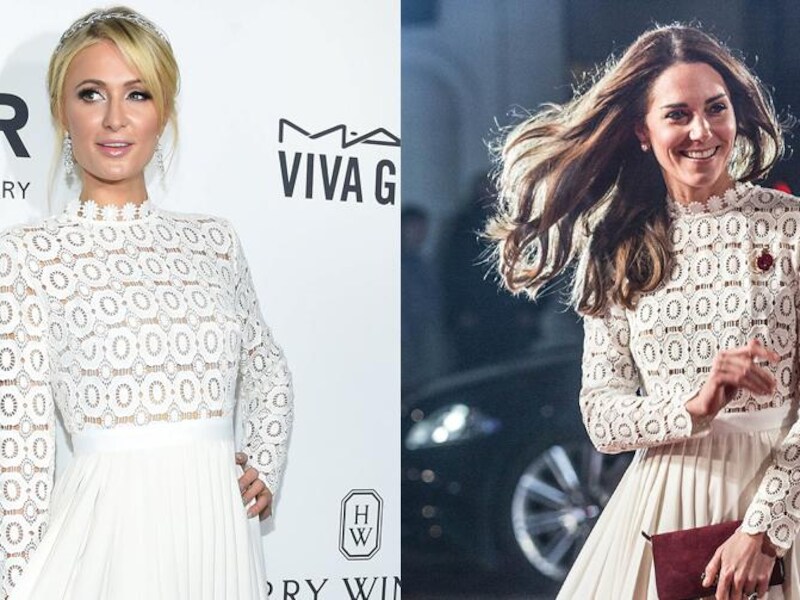 Paris Hilton en Kate Middleton in de jurk van Self-Portrait.