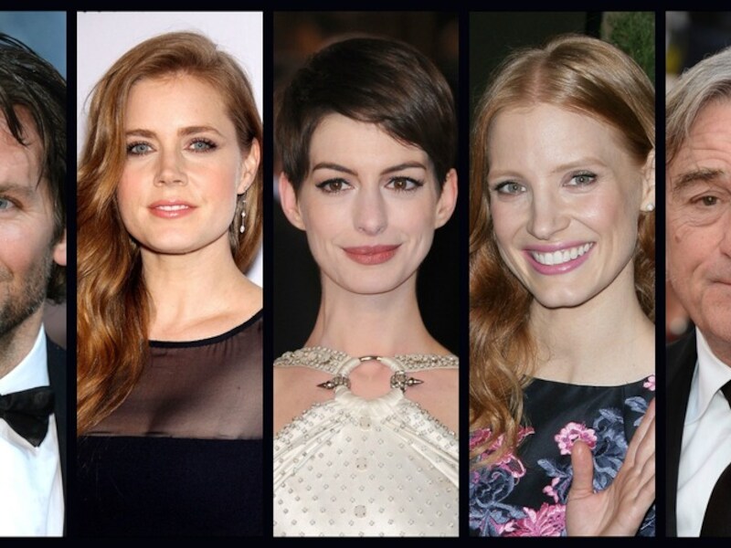 Bradley Cooper, Amy Adams, Anne Hathaway, Jessica Chastain en Robert De Niro