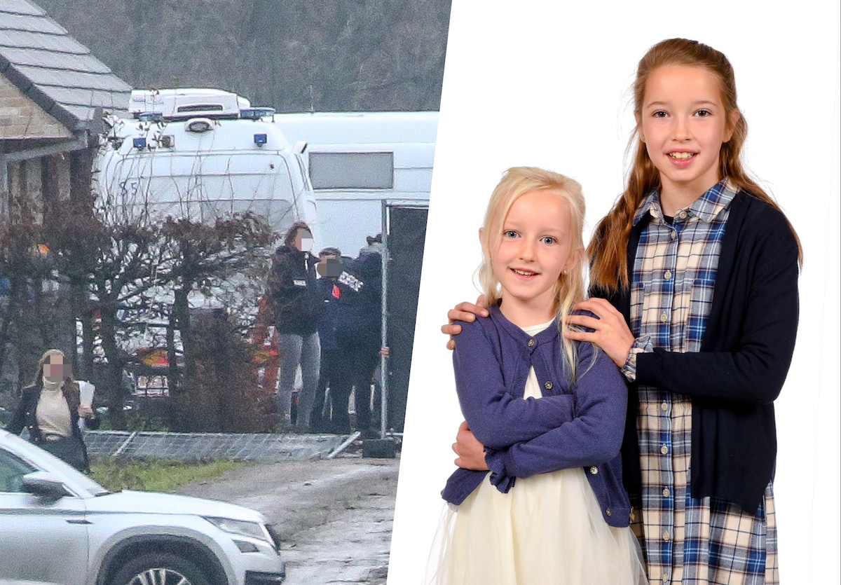 De voorzijde van de woning in Waardamme. Op de boerderij vond vandaag de reconstructie plaats van het familiedrama waarbij Maud en Ona het leven lieten.