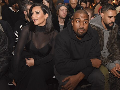Kim Kardashian en Kanye West tijdens de New York Fashion Week.