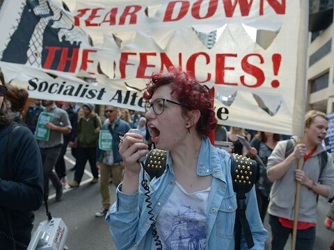 In Sydney werd gisteren geprotesteerd tegen de nieuwe wetgeving.